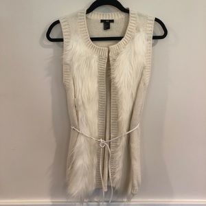 White faux fur vest